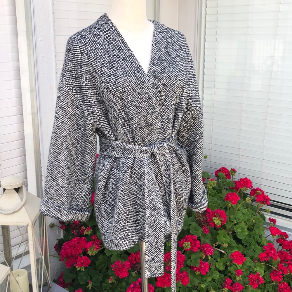 Eileen Fisher warm organic cotton sweater jacket with belt